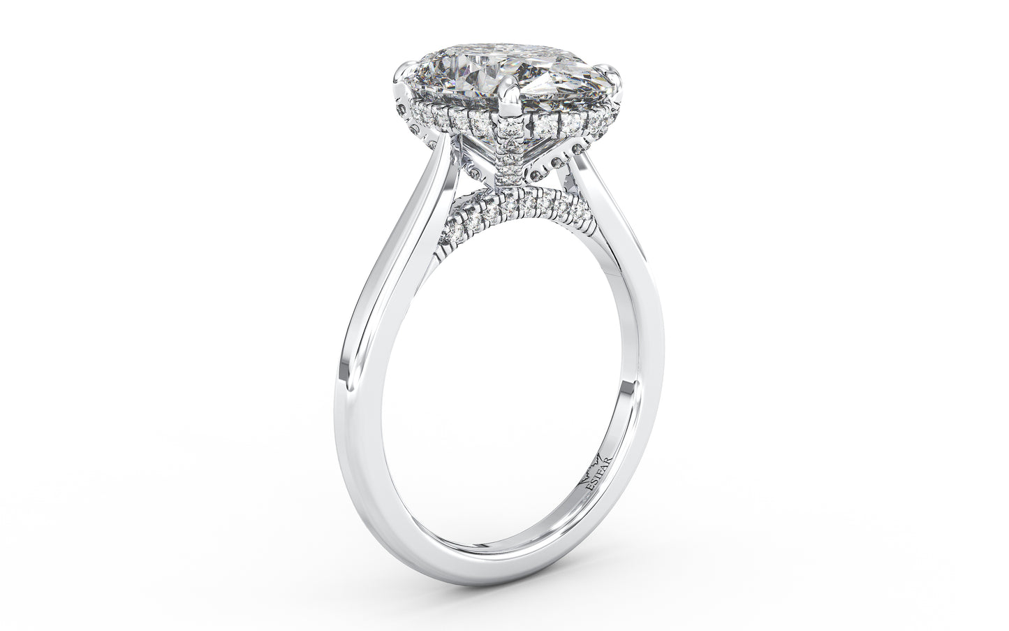 Hidden Halo with Simple Band - Oval - perspective
