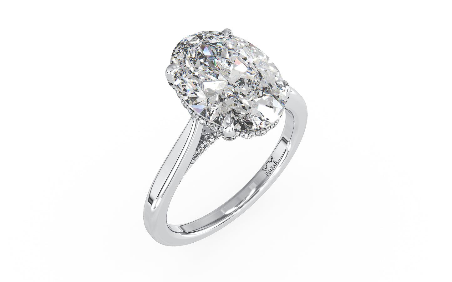 Hidden Halo with Simple Band - Oval - perspective top