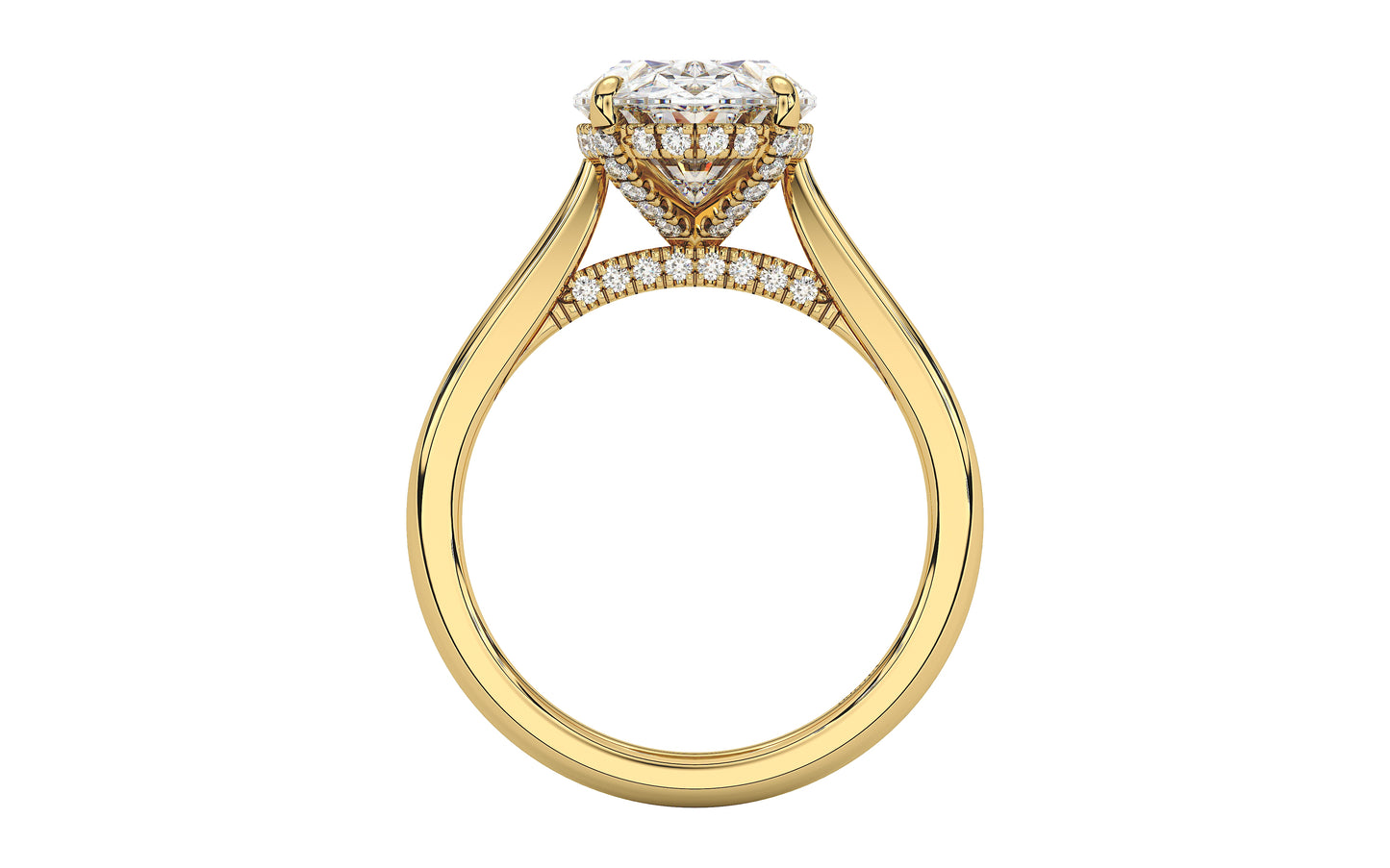 Hidden Halo with Simple Band - Oval - front YG