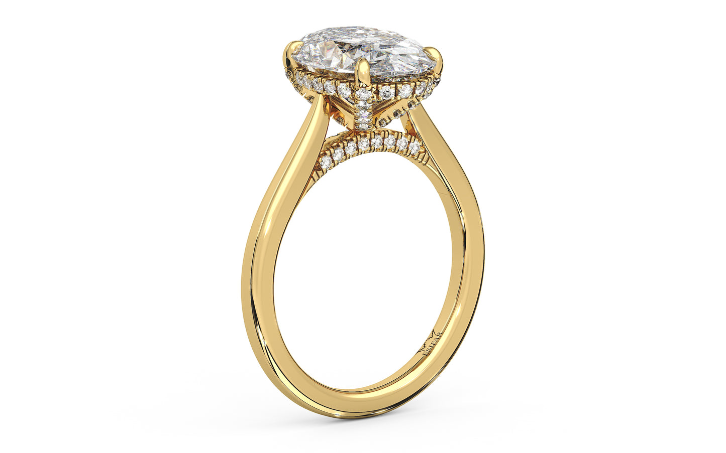 Hidden Halo with Simple Band - Oval - perspective YG