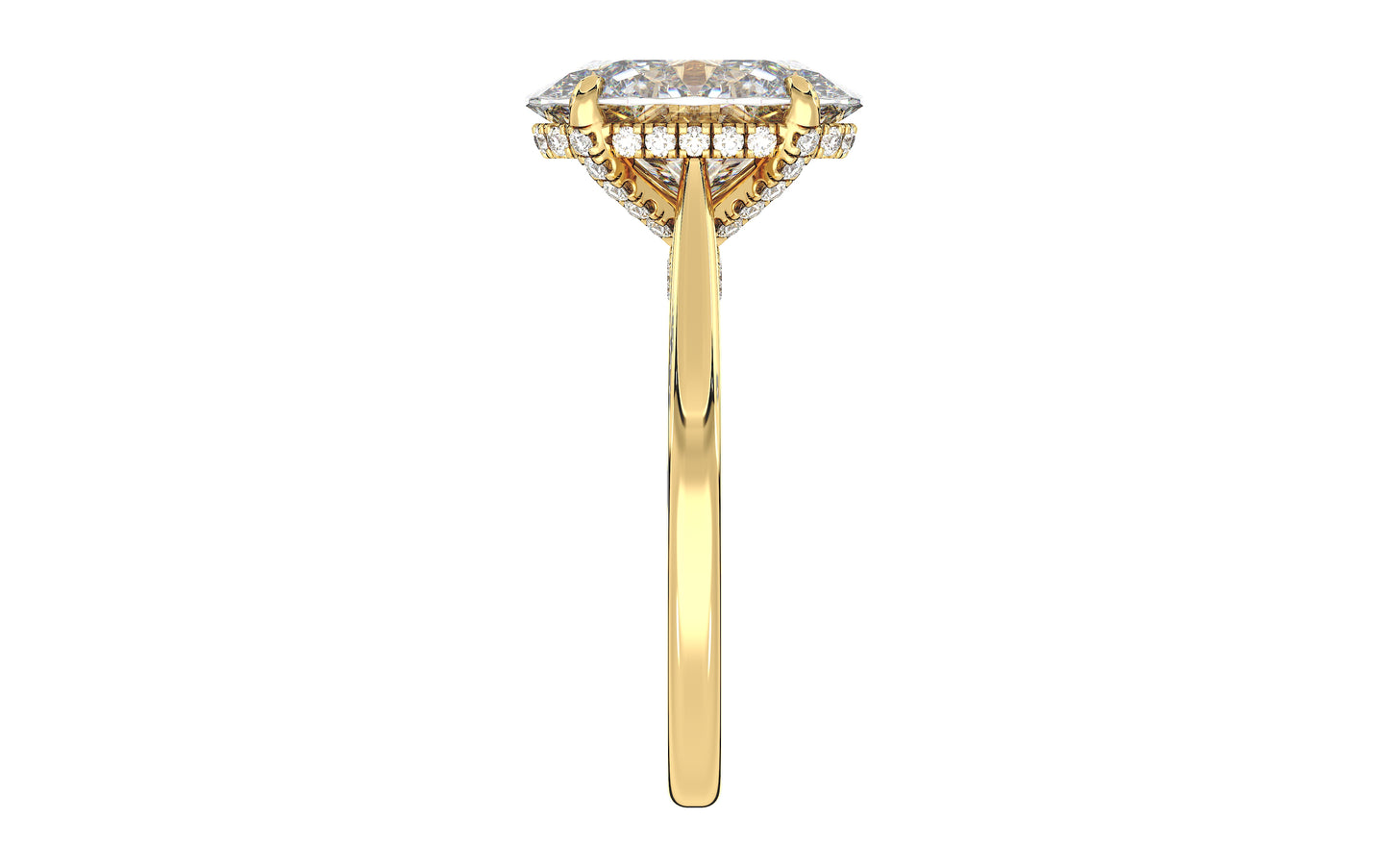 Hidden Halo with Simple Band - Oval - right YG