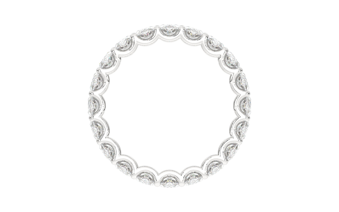 Dazzling eternity ring featuring a continuous row of shimmering oval diamonds in a U-Gallery setting. This expertly crafted ring is designed for maximum sparkle and brilliance, embodying timeless elegance and luxury.