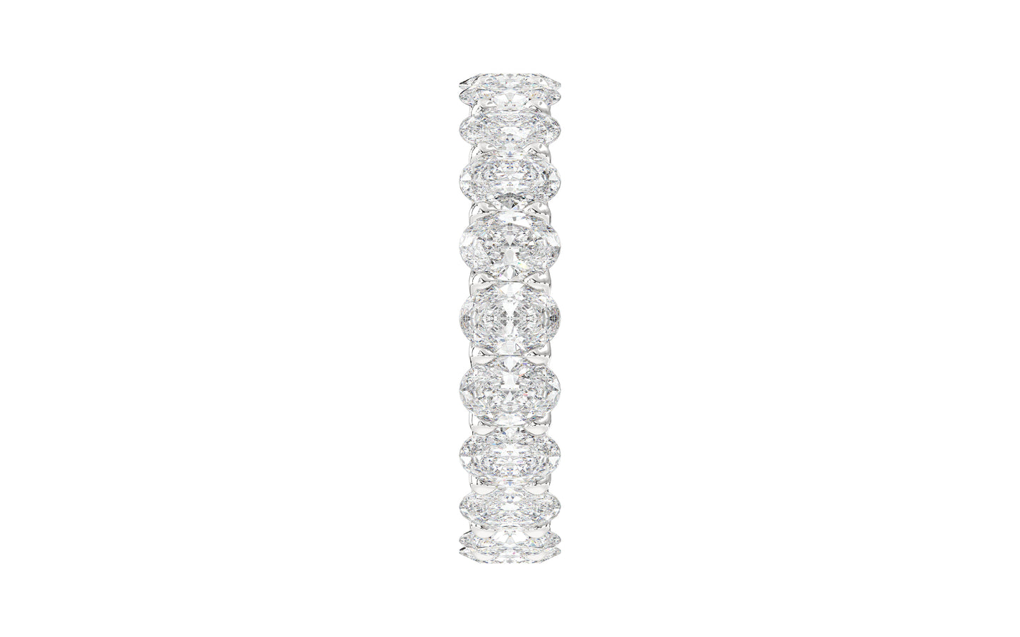 Dazzling eternity ring featuring a continuous row of shimmering oval diamonds in a U-Gallery setting. This expertly crafted ring is designed for maximum sparkle and brilliance, embodying timeless elegance and luxury.