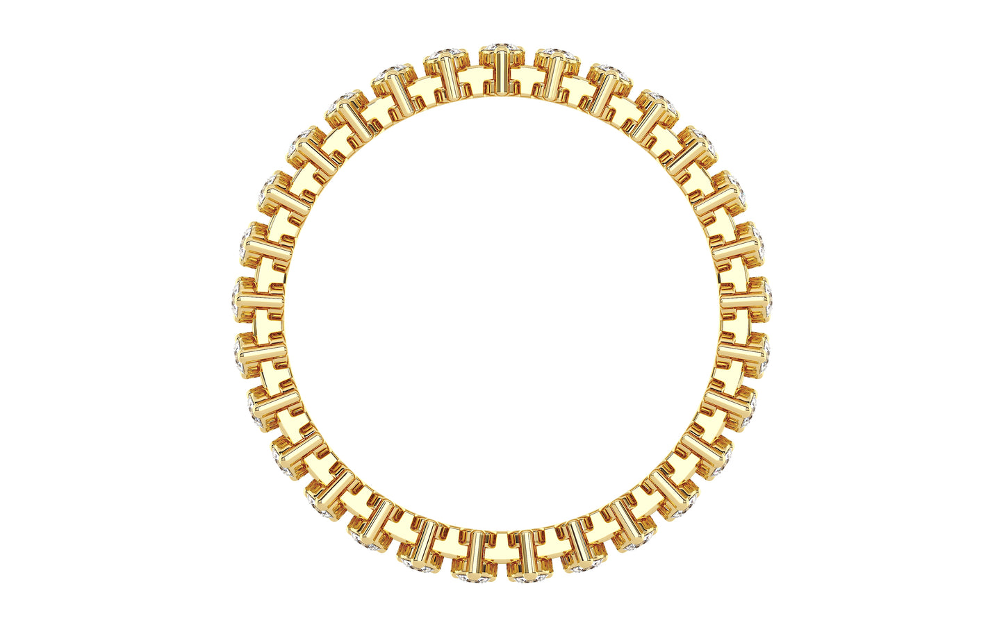 Round and Emerald-Cut Diamond Eternity Ring in Double-Gallery - front