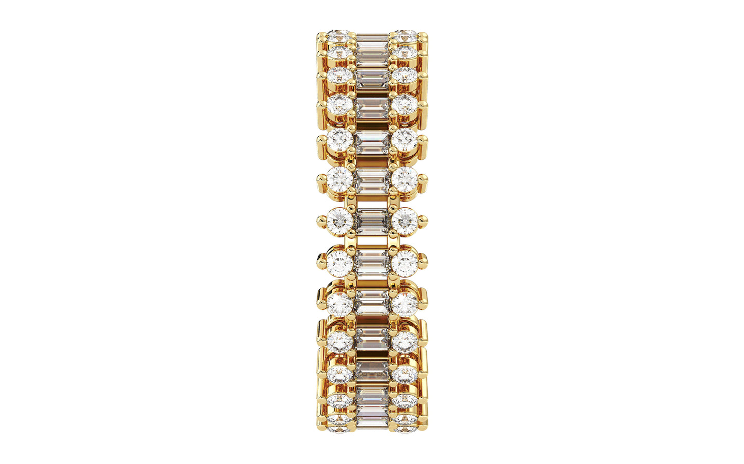 Round and Emerald-Cut Diamond Eternity Ring in Double-Gallery - right
