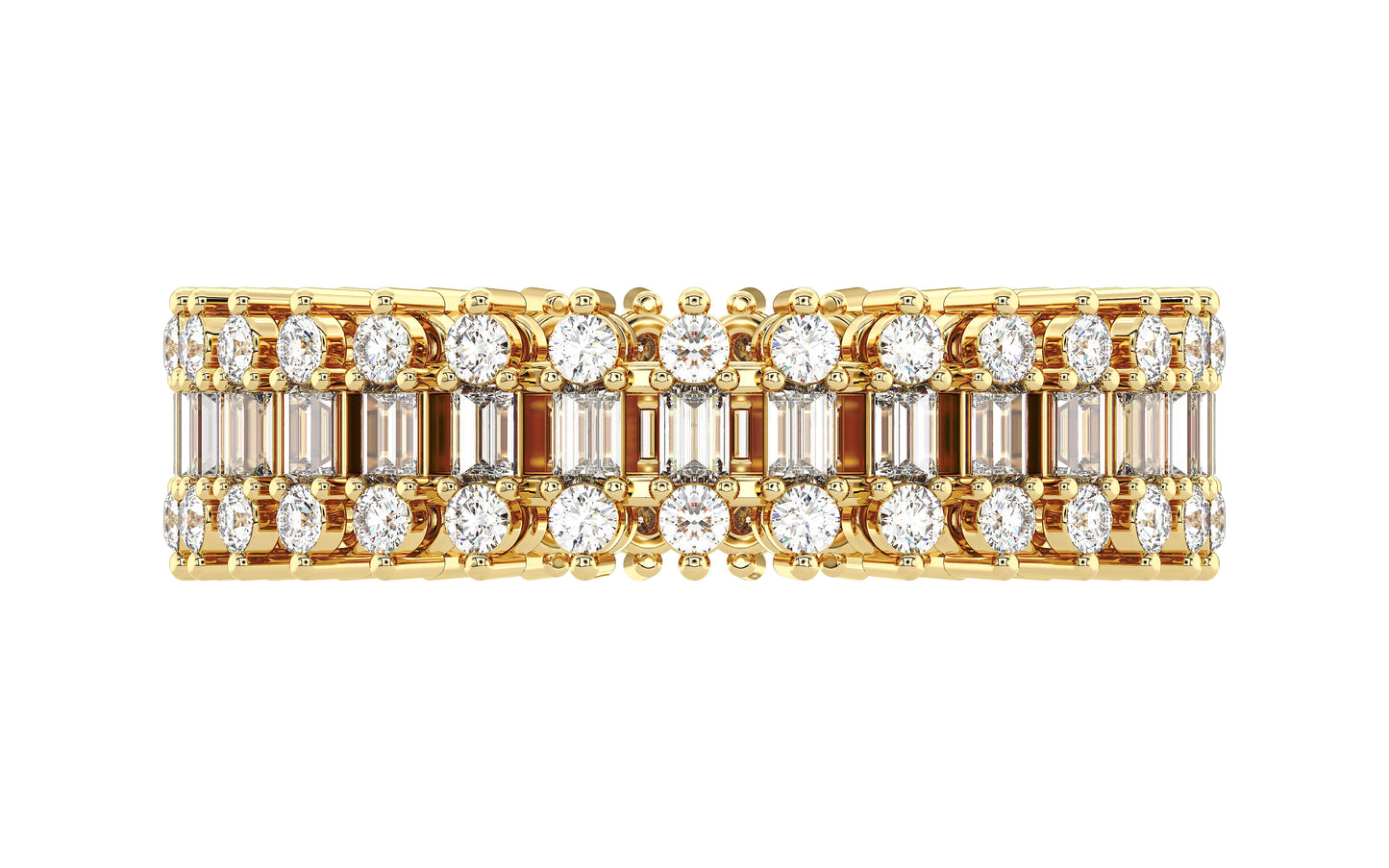 Round and Emerald-Cut Diamond Eternity Ring in Double-Gallery - top