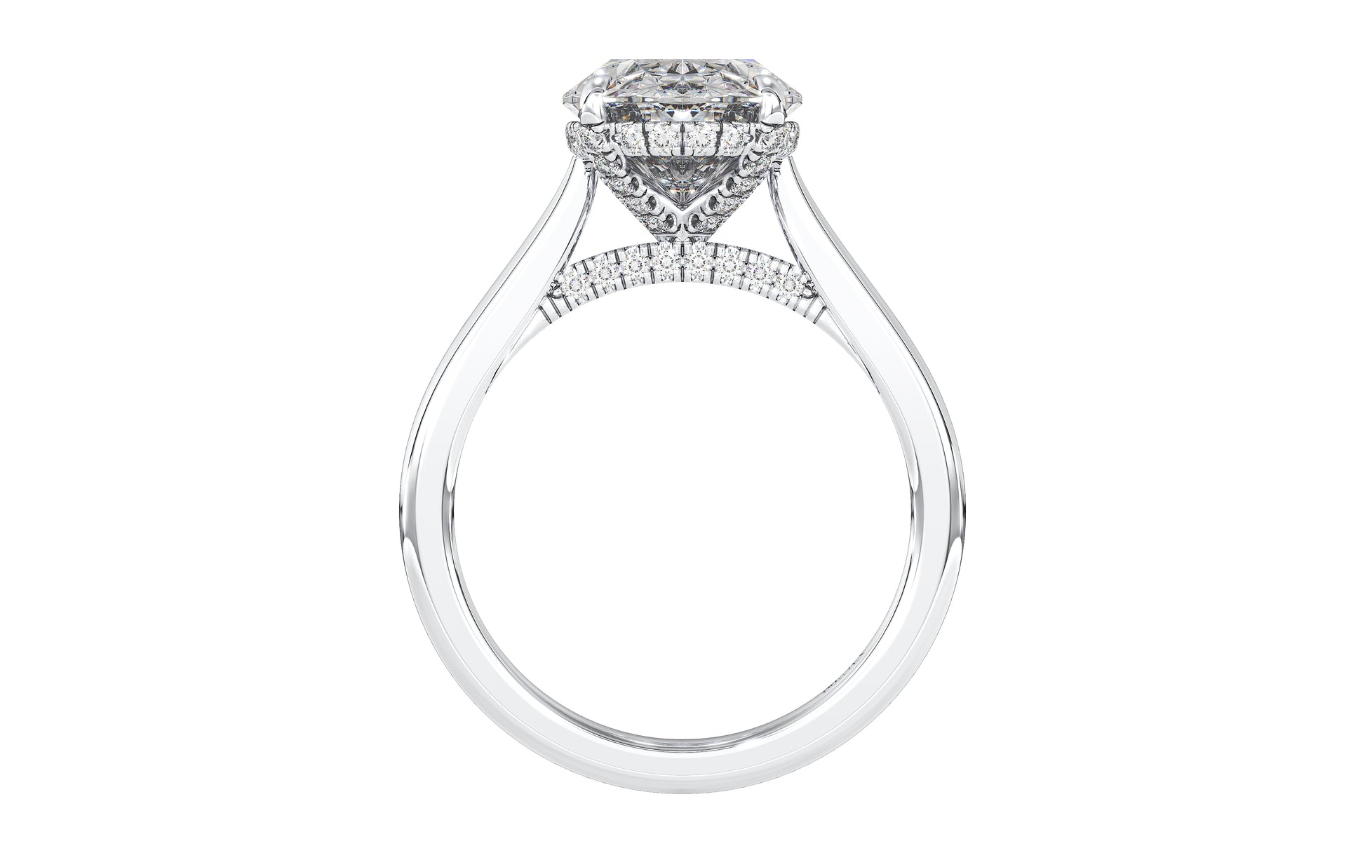 Hidden Halo with Simple Band - Oval - front