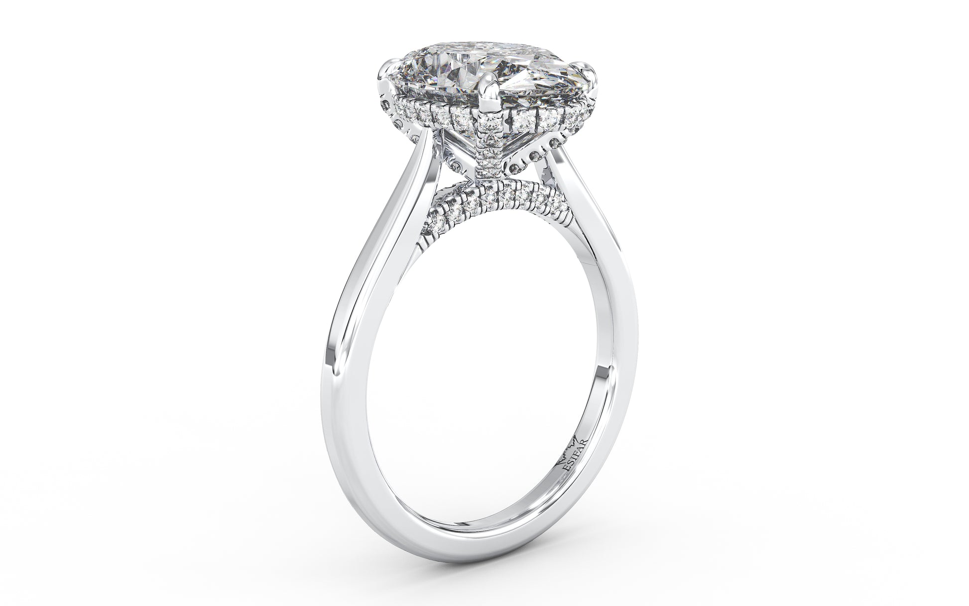 Hidden Halo with Simple Band - Oval - perspective