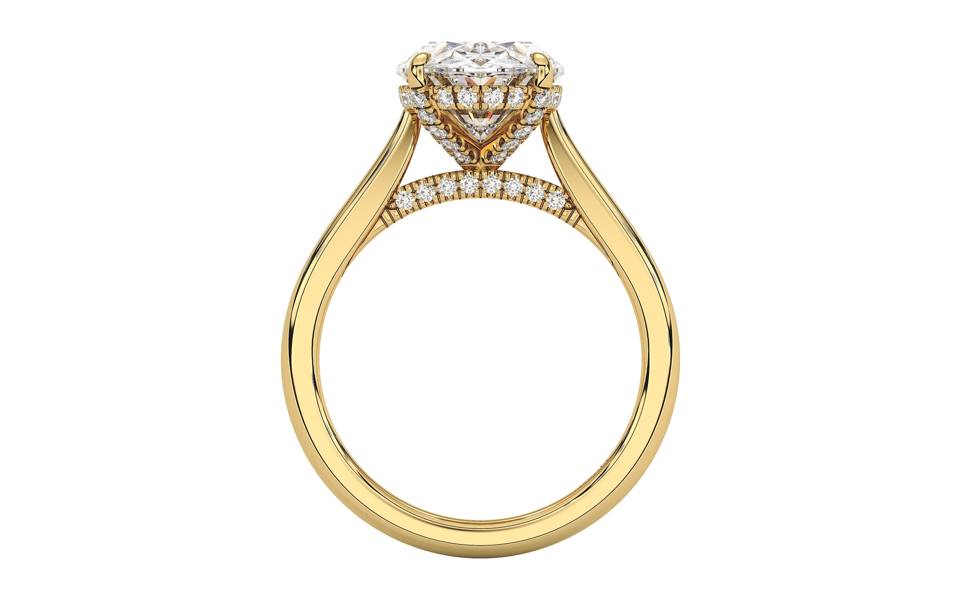 Hidden Halo with Simple Band - Oval - front YG