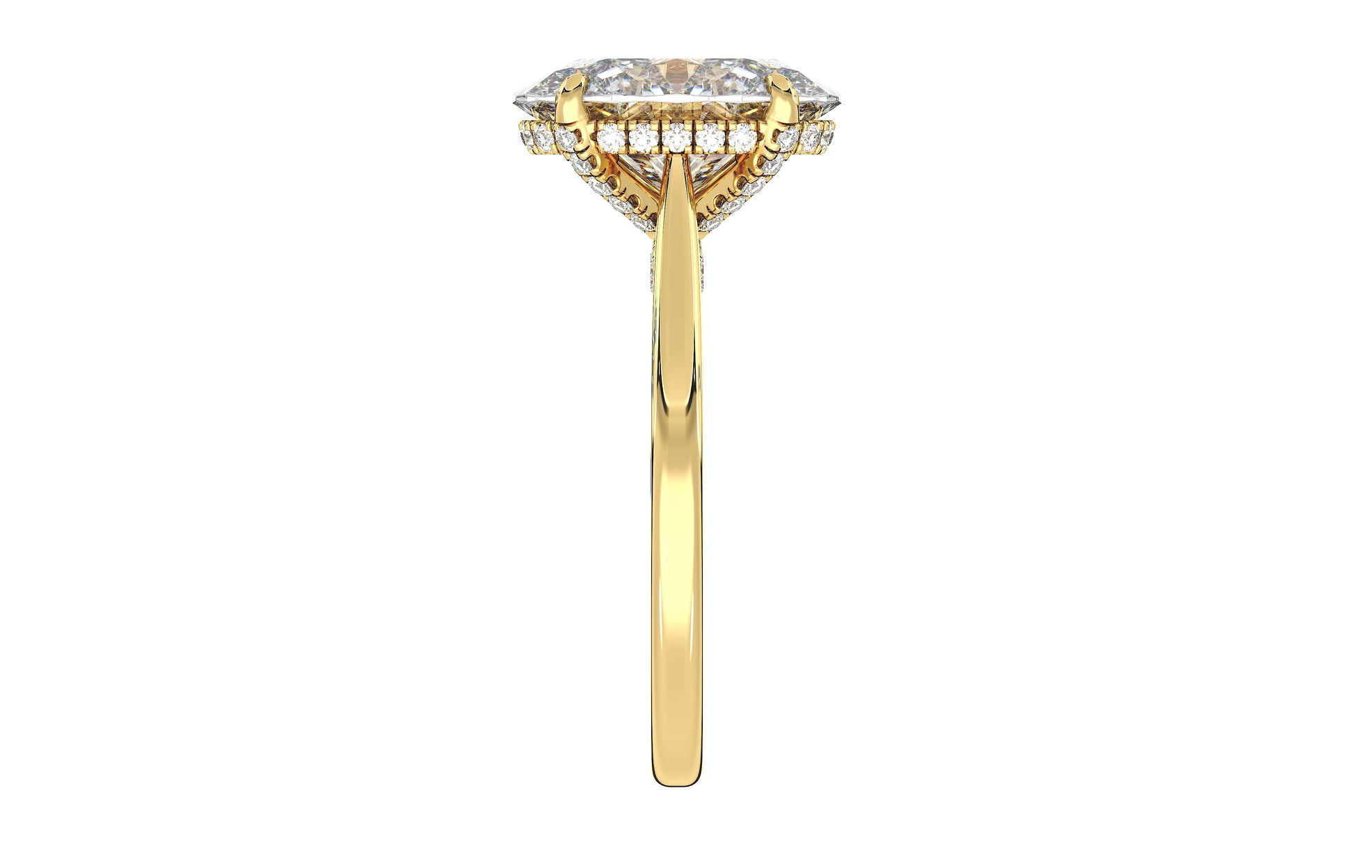 Hidden Halo with Simple Band - Oval - right YG