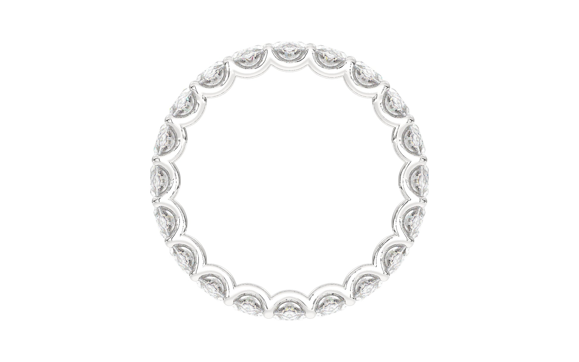 Dazzling eternity ring featuring a continuous row of shimmering oval diamonds in a U-Gallery setting.  This expertly crafted ring is designed for maximum sparkle and brilliance, embodying timeless elegance and luxury.