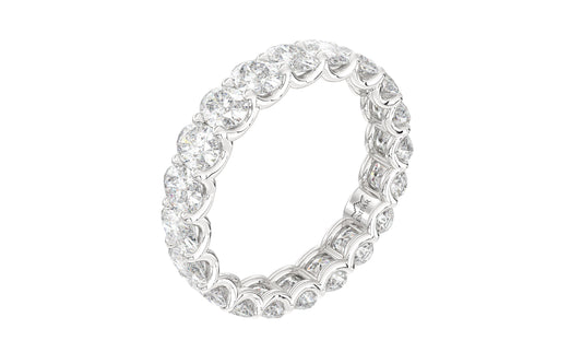 Dazzling eternity ring featuring a continuous row of shimmering oval diamonds in a U-Gallery setting.  This expertly crafted ring is designed for maximum sparkle and brilliance, embodying timeless elegance and luxury.