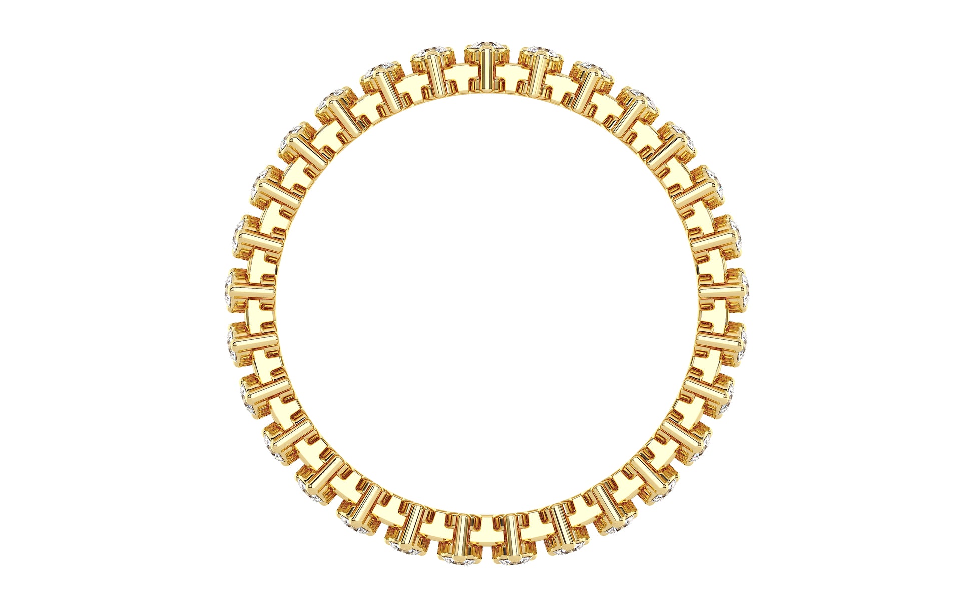 Round and Emerald-Cut Diamond Eternity Ring in Double-Gallery - front