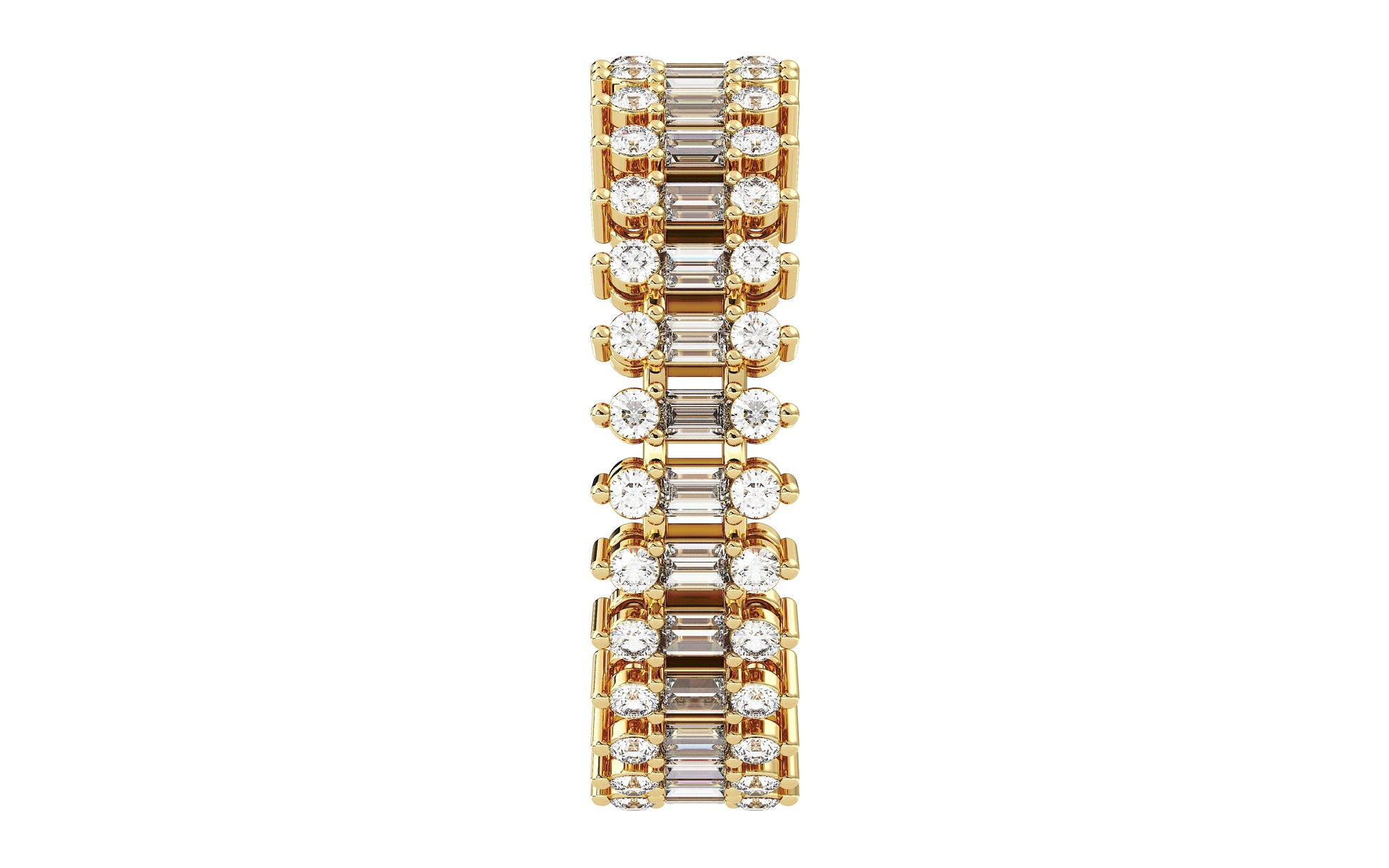 Round and Emerald-Cut Diamond Eternity Ring in Double-Gallery - right