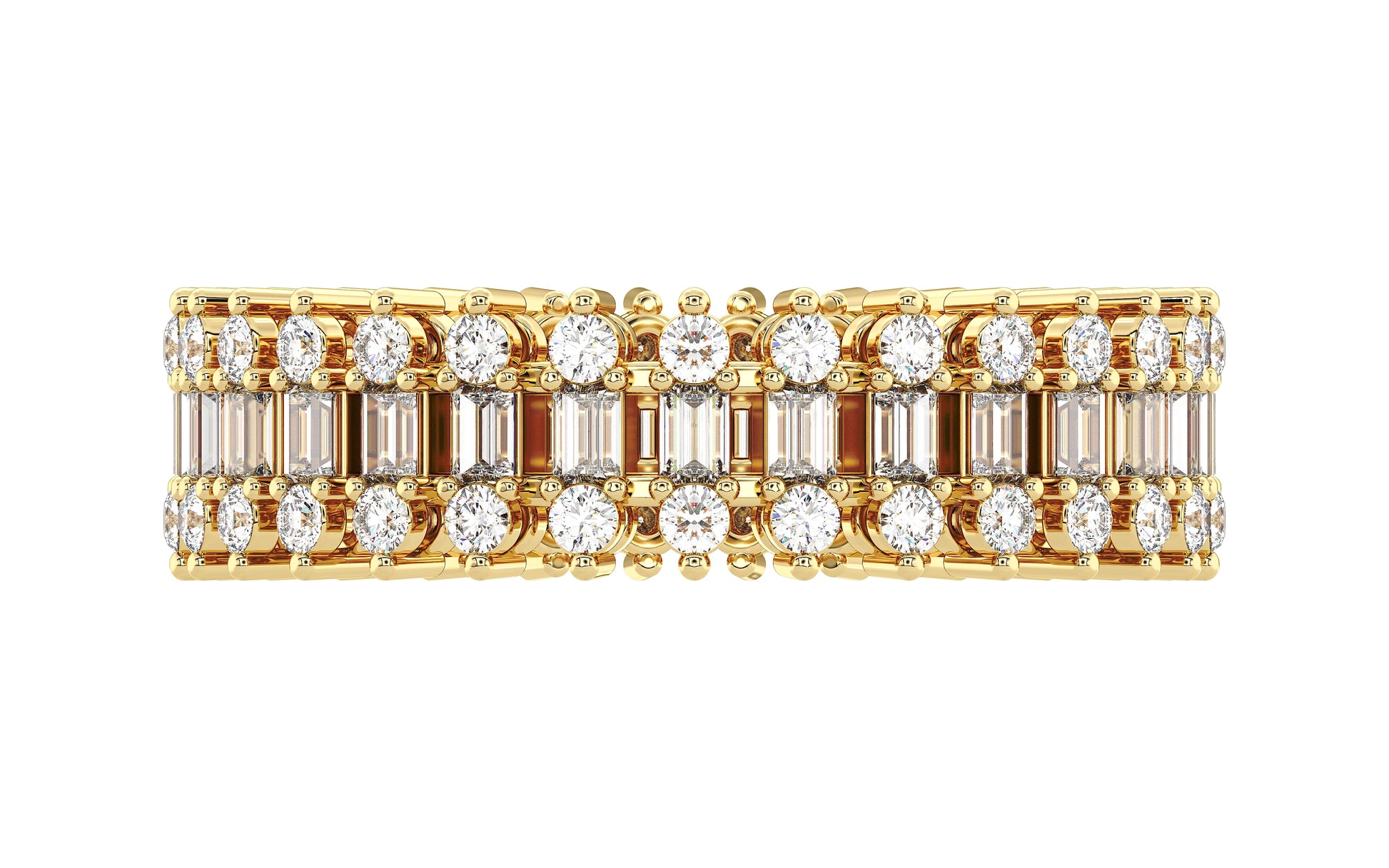 Round and Emerald-Cut Diamond Eternity Ring in Double-Gallery - top