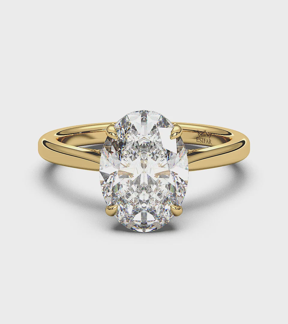 Hidden Halo with Simple Band - Oval YG